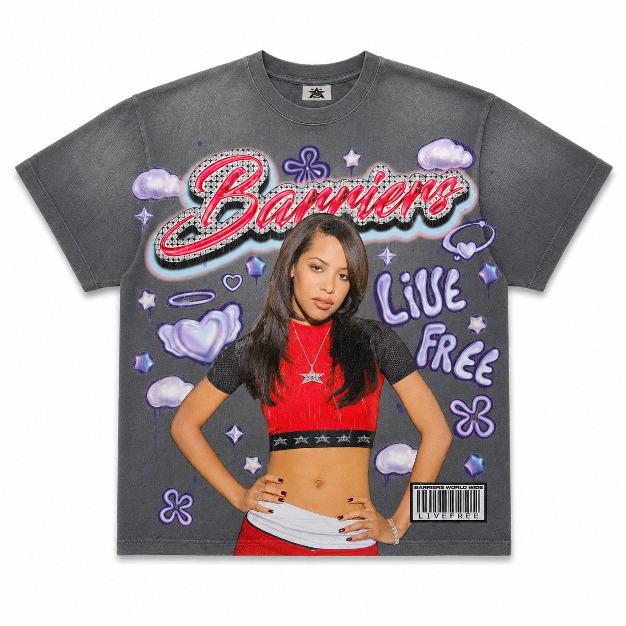 Barriers x Aaliyah "One in a Million" T-Shirt Vintage Grey